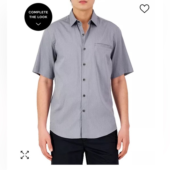 NWT Alfani Men's Short-Sleeve‎ Modern Stretch Dobby Shirt Small - Picture 2 of 6